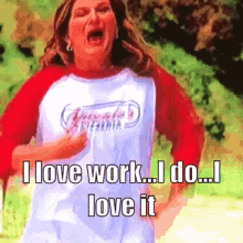 Frustrated Woman Explaining I Love My Job GIF