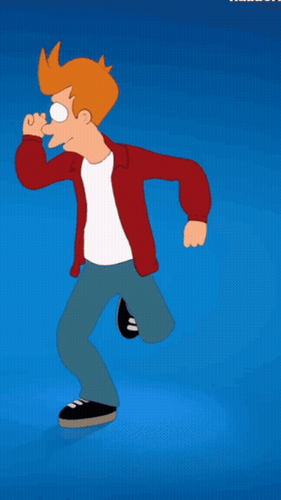 Fry From Futurama In Red Jacket And Black Shoes GIF