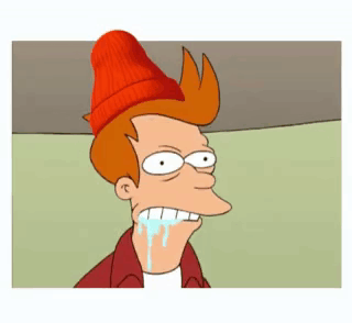 Fry From Futurama Is Making A Funny Face With Tears Coming Out Of His Mouth GIF