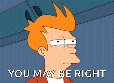 Fry From Futurama Says You May Be Right GIF
