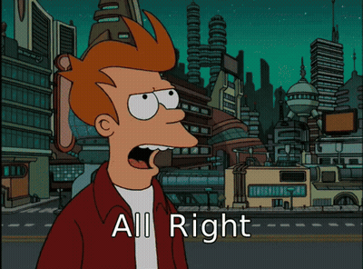 Fry Futurama Says All Right Cityscape GIF