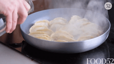 Frying Pan With Food52 On Bottom GIF