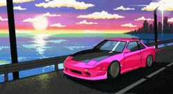 Fuchsia Pink Anime Car Chill Drive GIF