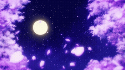 Full Moon Bright In Purple Clouds GIF