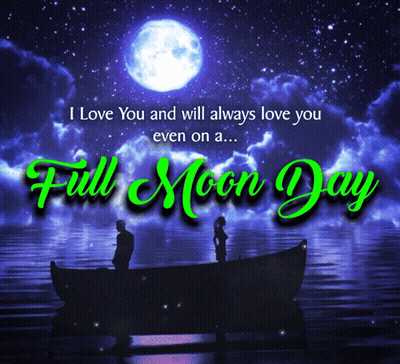 Full Moon Day Greeting Couple in Boat