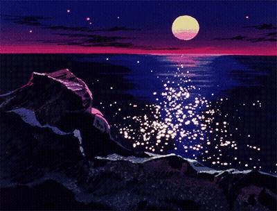 Full Moon Over Ocean At Night GIF