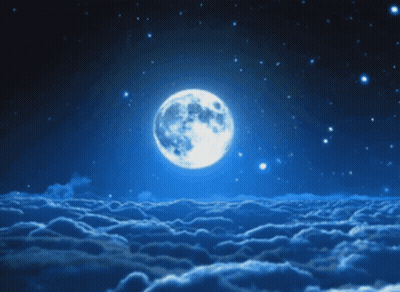 Full Moon Rising Over Cloudy Night GIF