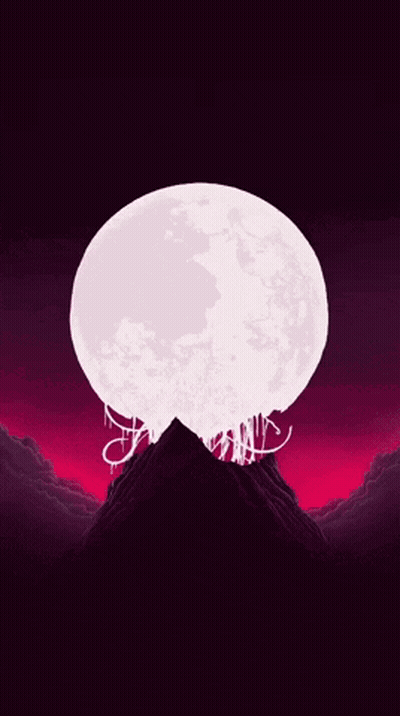 Full Moon Rising Over Mountain With Purple Sky GIF