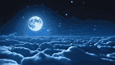 Full Moon Shining Over Cloudy Sky GIF