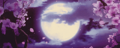 Full Moon Surrounded By Purple Flowers GIF