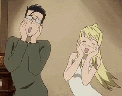 Fullmetal Alchemist Winry And Maes Hughes Coy Dancing GIF