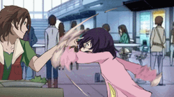 Funny Anime Fights Mocking The Girl GIF