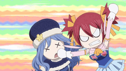 Funny Anime Juvia Lockser Chibi Fighting GIF