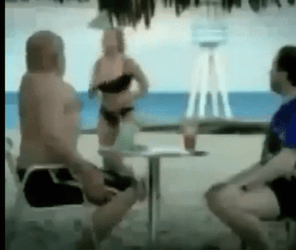 Funny Beach Men Looking At A Woman  GIF