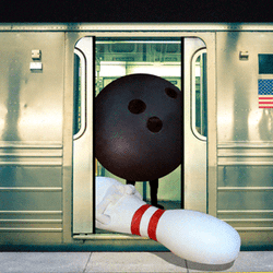 Funny Bowling New York Subway GIF