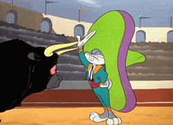 Funny Bugs Bunny Slapping The Wild Bull GIF