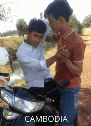 Funny Cambodia Guys Hugging  GIF