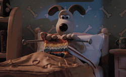 Funny Cartoon Wallace Knitting GIF