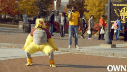 Funny Chicken Mascot Dance On Street GIF
