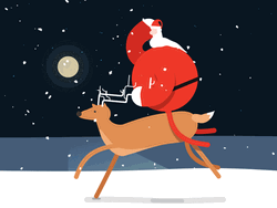 Funny Christmas Santa And Reindeer