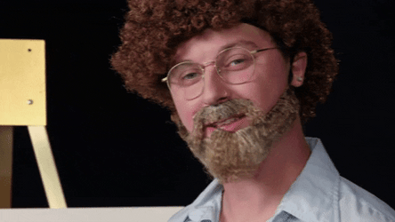 Funny Comedian Impersonating Bob Ross GIF