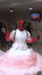 Funny Deadpool Jumping White Dress