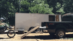 Funny Dirt Bike Truck Ramp Falling Fail GIF