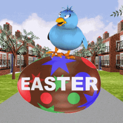 Funny Easter Chick Rolling An Egg GIF