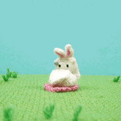 Funny Easter Yarn Bunny Jumping