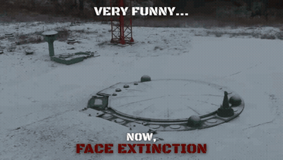 Funny Face Extinction Poster With Rocket GIF