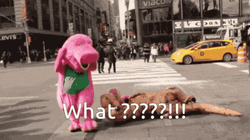 Funny Fight Mascots Rumble On Street GIF
