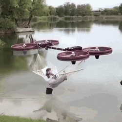 Funny Flying Drone In Hammock GIF