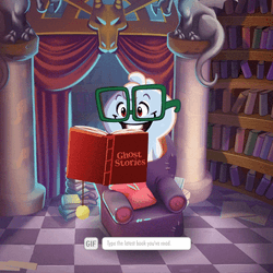 Funny Ghost Reading A Book Animation GIF