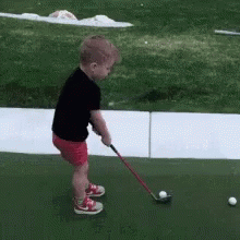 Funny Golf Kid Swing And A Miss GIF