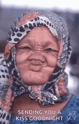 Funny Good Night Kiss Old Woman Meme GIF