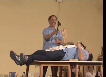 Funny Guy Axe Chop On Wood GIF