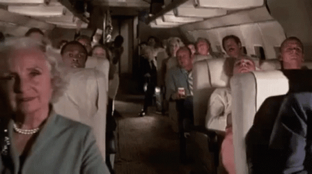 Funny Guy Just Appeared On Plane Ceiling GIF