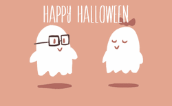 Funny Halloween Ghost Couple Kiss GIF