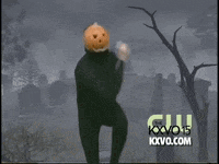 Funny Halloween Pumpkin Head Dancing Cemetery GIF