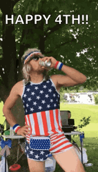 Funny Happy 4Th Man Wearing American Flag GIF