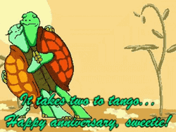 Funny Happy Anniversary Cartoon Turtle Dancing GIF