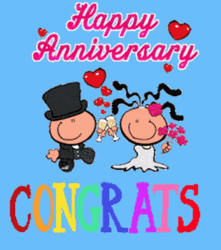 Funny Happy Anniversary Congrats Cartoon Art GIF