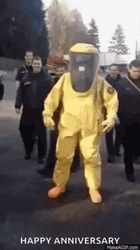 Funny Happy Anniversary Man In Yellow Suit GIF