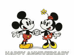 Funny Happy Anniversary Mickey And Minnie Kissing GIF