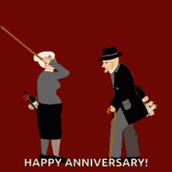 Funny Happy Anniversary Old Couple Fighting GIF