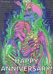 Funny Happy Anniversary Trippy Love Skeleton GIF