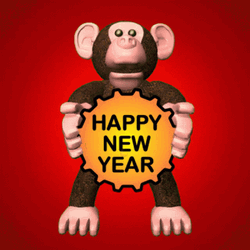 Funny Happy New Year Monkey Reveal GIF
