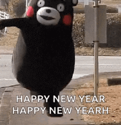 Funny Happy New Year Skipping Bear GIF