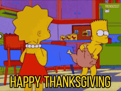 Funny Happy Thanksgiving Lisa And Bart Simpson GIF