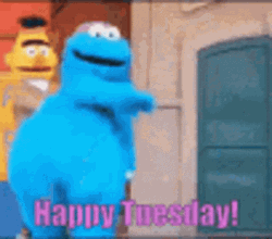 Funny Happy Tuesday Bert Cookie Monster Dancing GIF